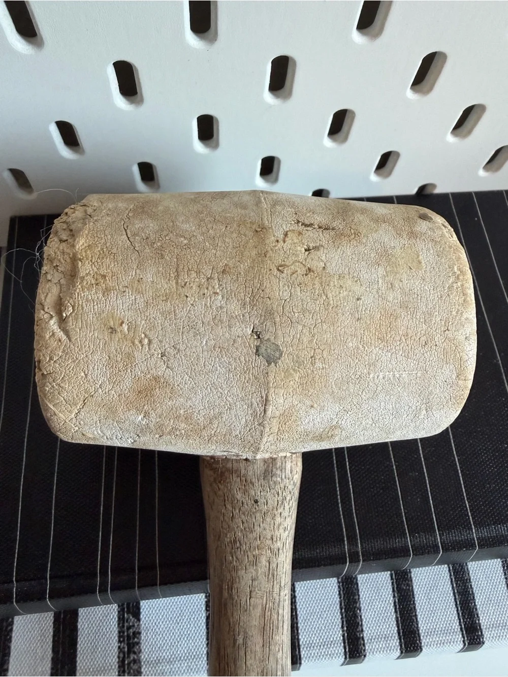 Vintage 1950s Wood Handle Rubber Mallet - Brown/Beige